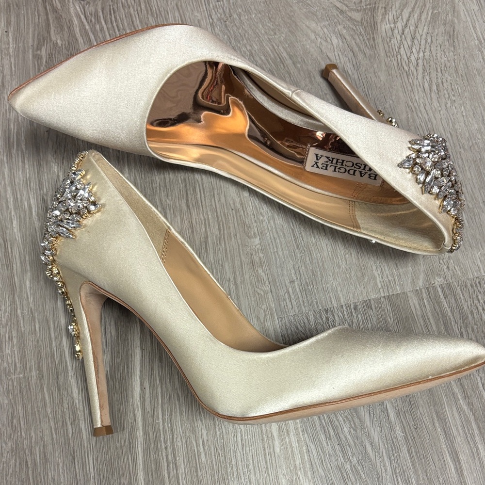 Badgley Mischka Ivory Embellished Heels